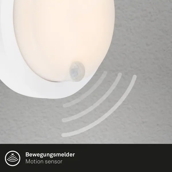 Brilo - lampada da parete ricaricabile per esterni con sensore, LED 4W/5V, batteria 4400 mAh, IP44, bianca