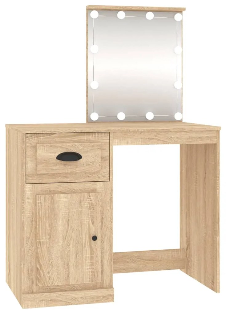 Toeletta con led rovere sonoma 90x50x132,5cm legno multistrato