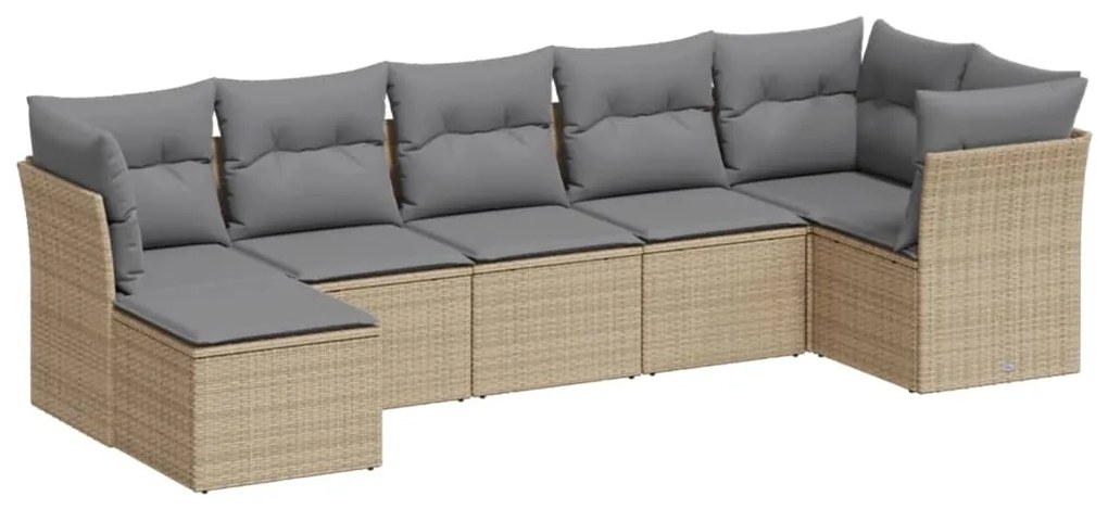 Set divani da giardino 7 pz con cuscini beige in polyrattan