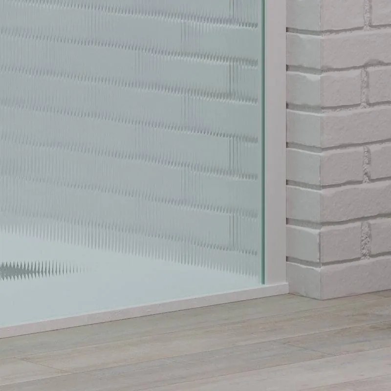 Kamalu - parete walk in 80 cm vetro scanalato e profilo bianco | kw-100bfl