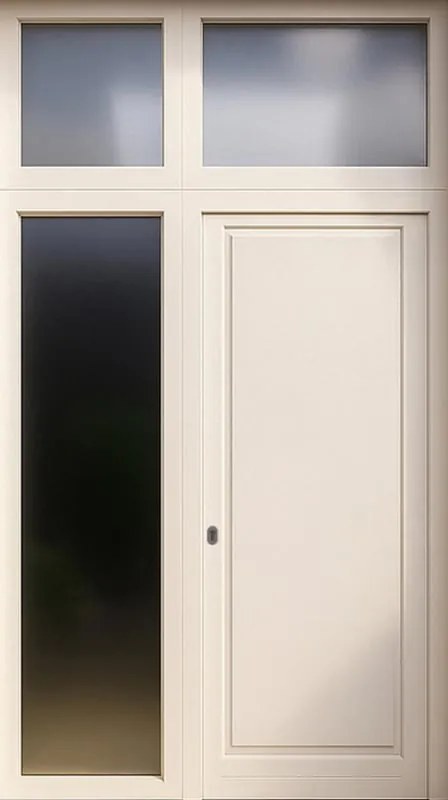 Portoncino d'ingresso in alluminio Bugnale 52 L 80 x H 210 cm bianco/noce apertura a destra