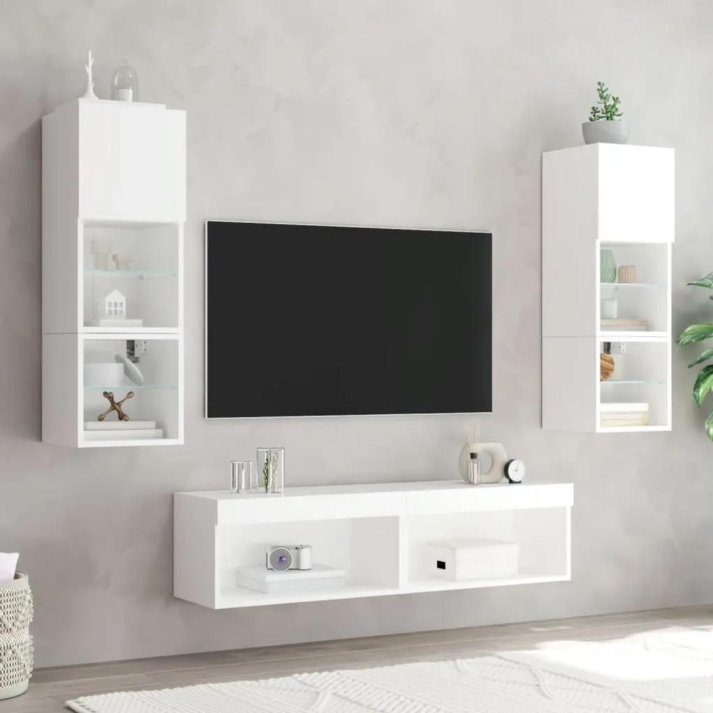 Mobile Porta TV con Luci LED Bianco 60x30x30 cm