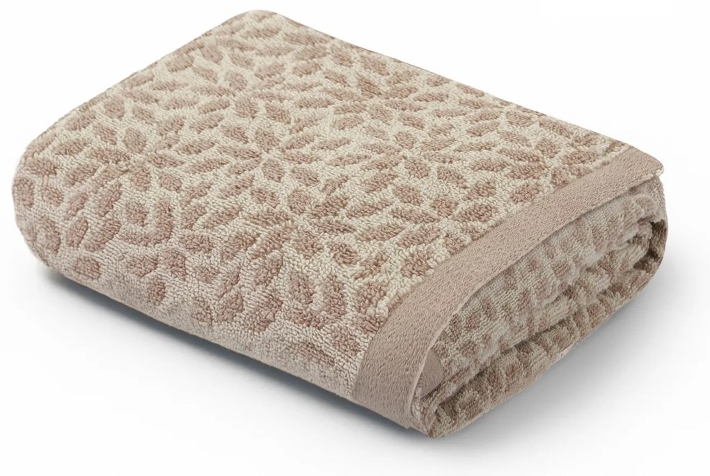 Asciugamano viso 50x100 cm fiori tortora in cotone