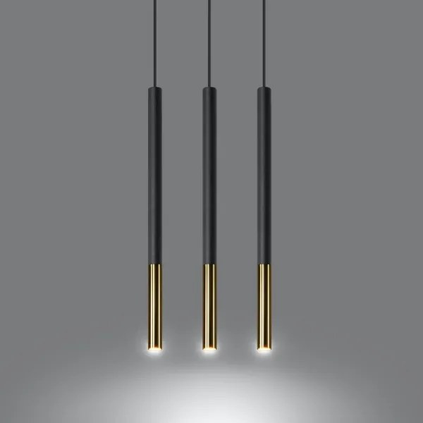 Lampadario su filo MOSAIC 3xG9/12W/230V nero/dorato