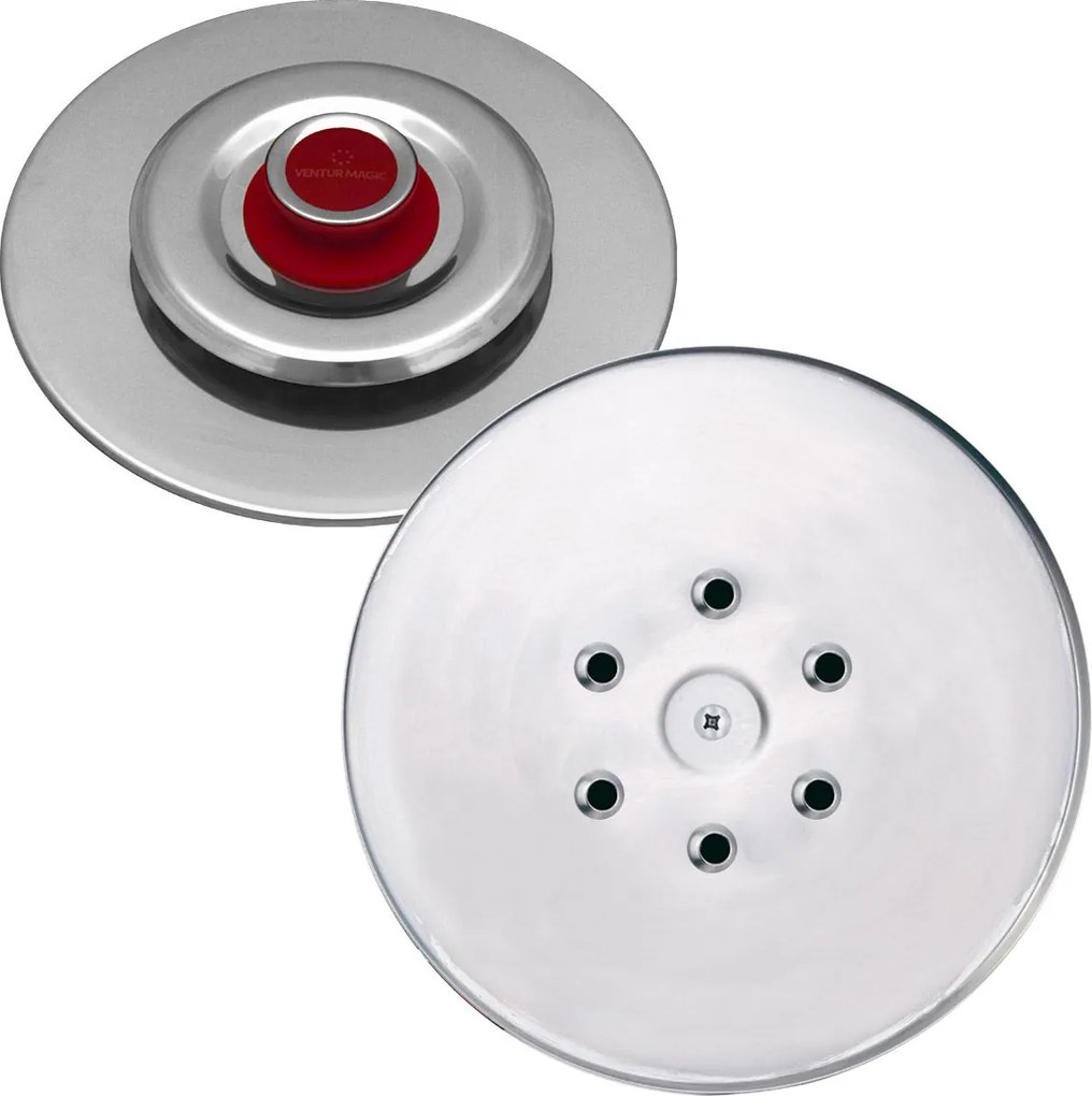 Coperchio Magico Antiodore Ø25 cm Ventur Magic in Acciaio Inox Pomolo in Bachelite Cooker Rosso...