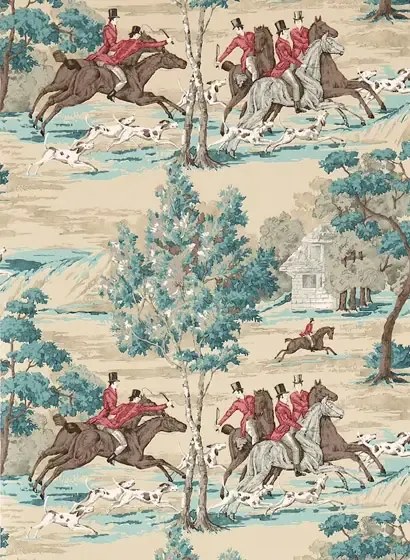 Sanderson Carta da parati Tally Ho - Teal/ Ruby