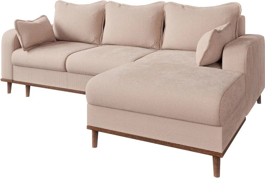 Divano angolare beige in velluto a coste (angolo destro) Beata - Ropez