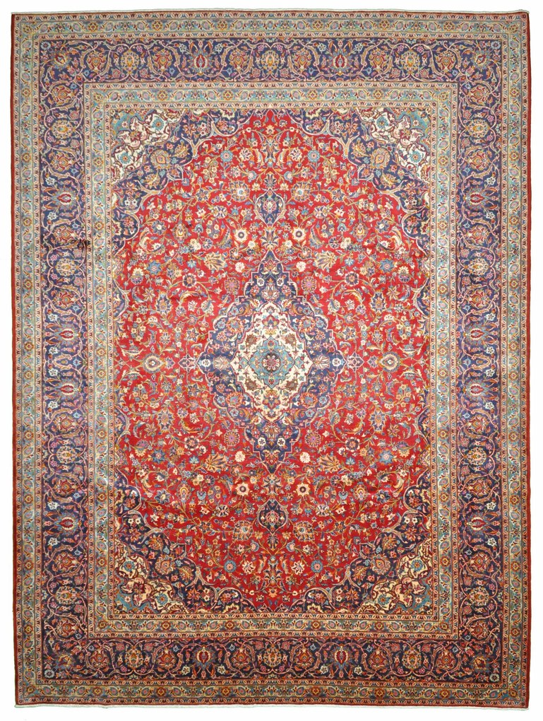 Kashan Tappeto persiano 410 x 300 Rosso (Iran) Annodato A Mano