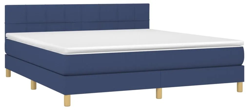 Letto a molle con materasso e led blu 160x200 cm in tessuto