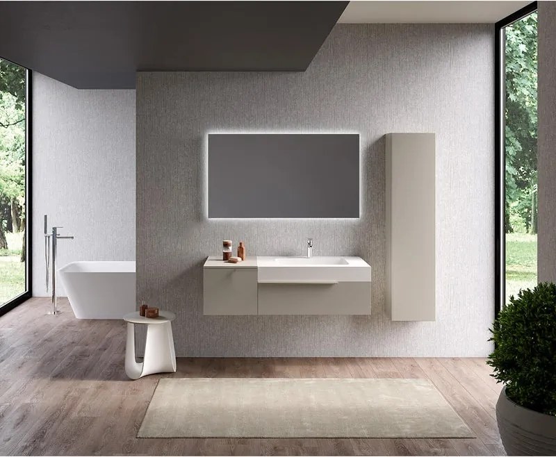 Mobile bagno sospeso con lavabo L 120 x H 36 x P 51 cm ghiaia per vasca a destra Gravel