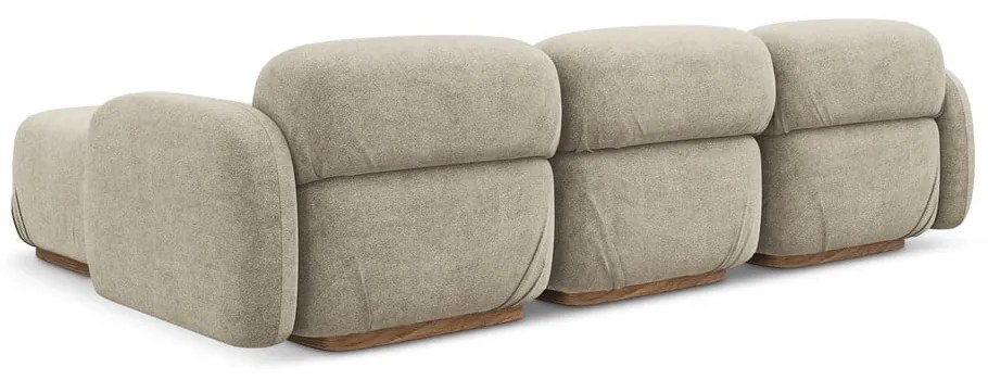 Divano angolare componibile beige con rivestimento in bouclé Ailani – Makamii