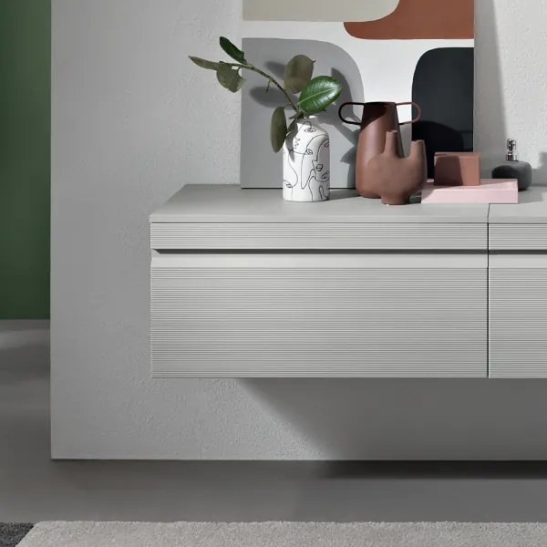 Cassetto bagno portalavabo 80 cm sospeso in PVC RIO Grigio
