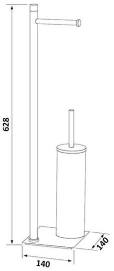Gedy - Scopino WC autoportante con portarotolo TRILLY nero opaco