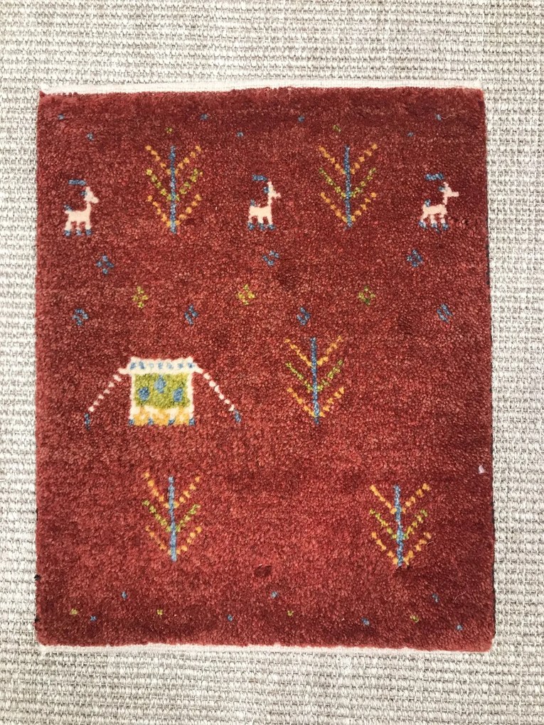 Gabbeh Tappeto 40 x 40 Rosso (Iran) Annodato A Mano