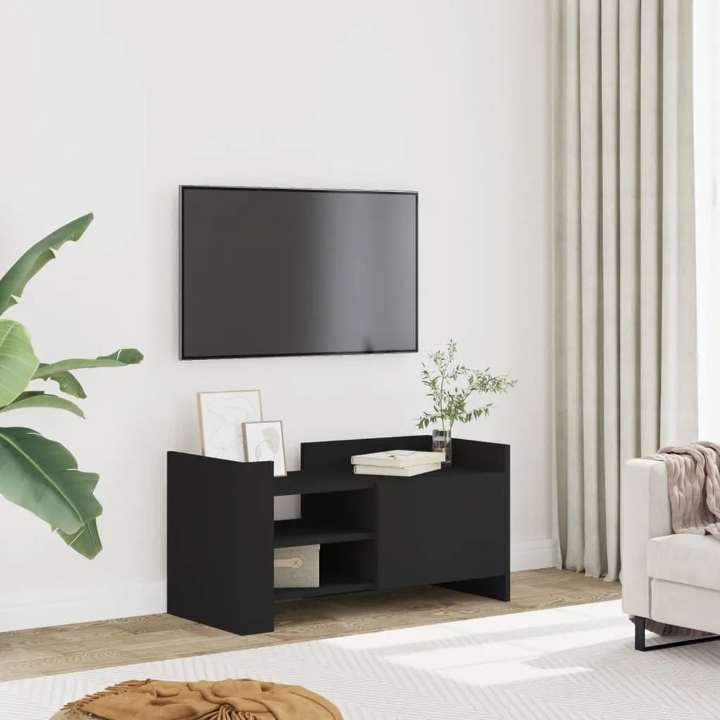 Mobile Porta Tv Nero 80x35x40 Cm İn Legno Multistrato /