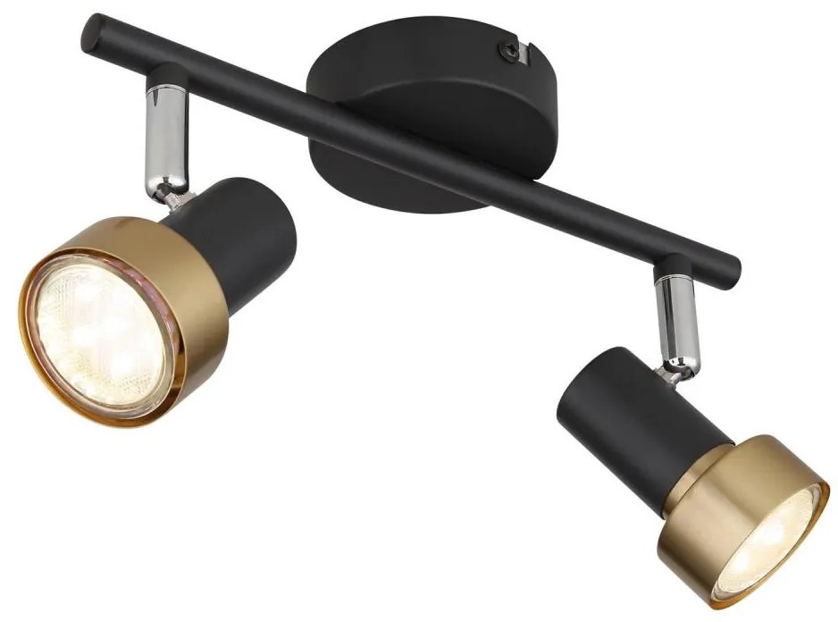 Globo 57917-2G - Faretto MASON 2xGU10/25W/230V nero/oro