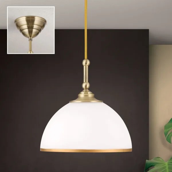 Orion HL 6-1808/1 - Lampadario a sospensione con filo OLD LAMP 1xE27/40W/230V bianco/ottone