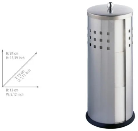 WENKO 16636100 - Porta carta igienica ANCONA 13x34 cm in acciaio inossidabile/argento