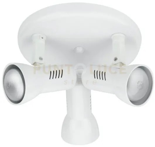 Spot carrera bianco 3 luci attacco e27 25,3x20x18,7cm in metallo or...