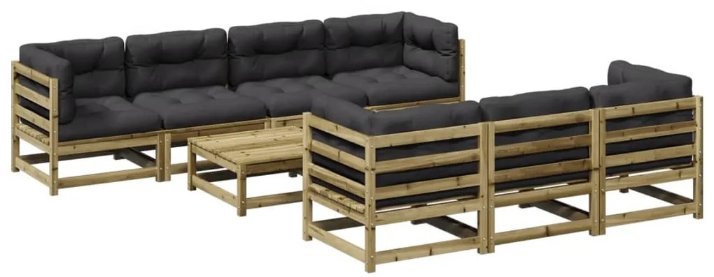 Set divani da giardino 8pz con cuscini legno impregnato di pino