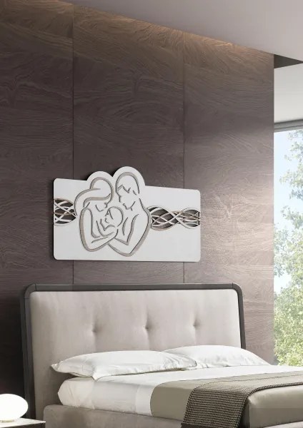 Capezzale quadro 59x119 cm legno laminato Sacra Famiglia Bianco