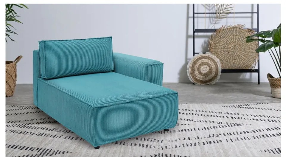 Modulo divano in velluto a coste blu, angolo destro Nihad modular - Bobochic Paris