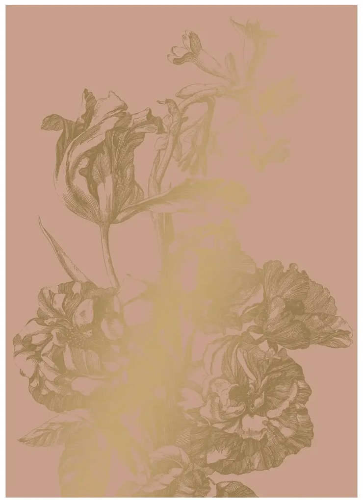 KEK Amsterdam Wandbild Engraved Flowers Gold 4 - M