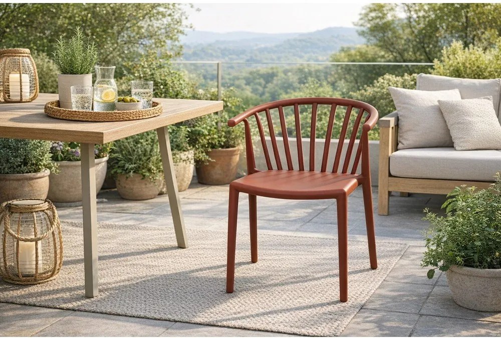 Sedia da esterno marrone in plastica Capri – Bonami Essentials