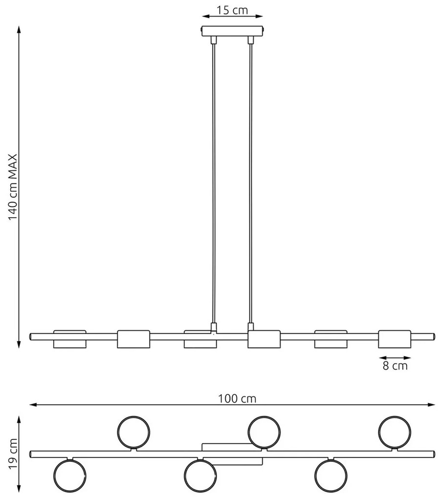 Lampadario a sospensione SORA 6 Nero 6xGX53 da interno
