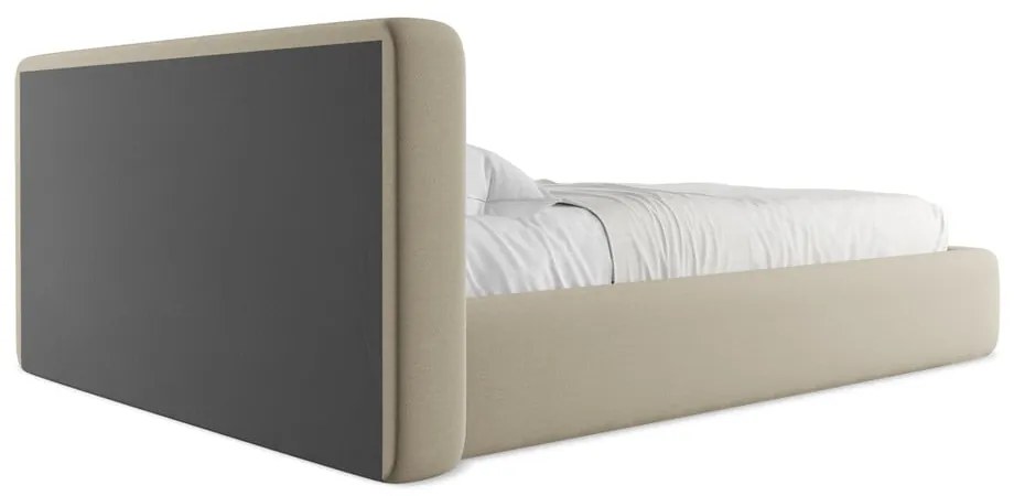 Letto matrimoniale imbottito beige con contenitore con griglia 140x200 cm Kiana - Makamii