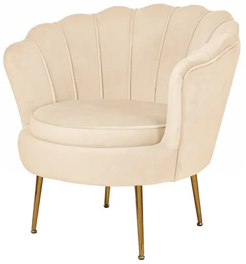 Poltrona velluto con schienale a conchiglia - FIORE finitura Beige
