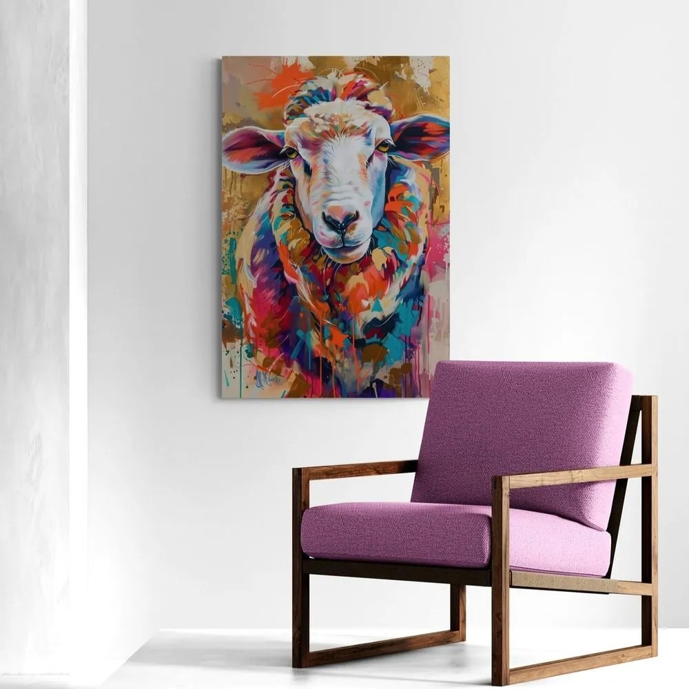 Quadro su tela – Pecora con imitazione di pittura