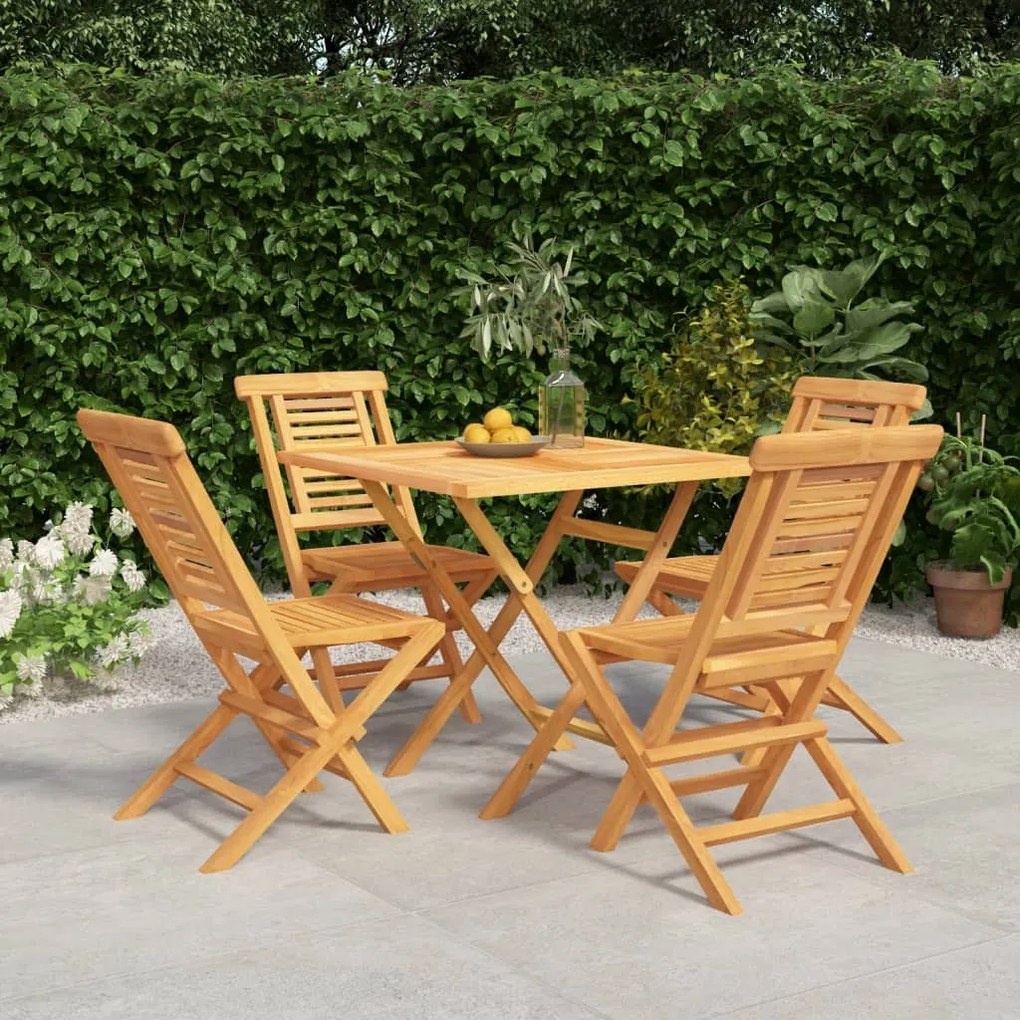 Set Da Pranzo Per Giardino 5 Pz İn Legno Massello Di Teak /