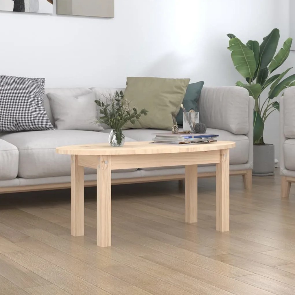 Tavolino Da Salotto 80x40x35 Cm İn Legno Massello Di Pino /