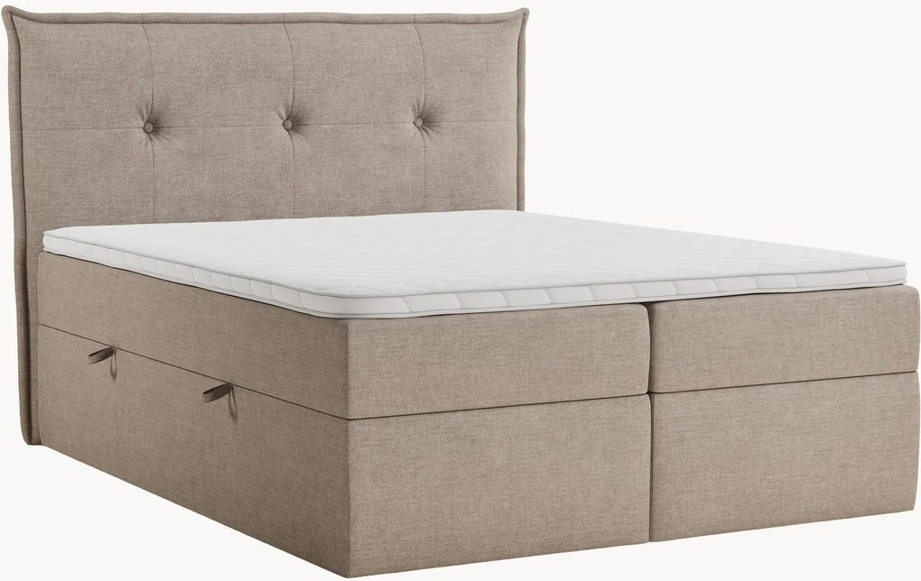 Letto boxspring in ciniglia fatto a mano con contenitore Aussie, H3