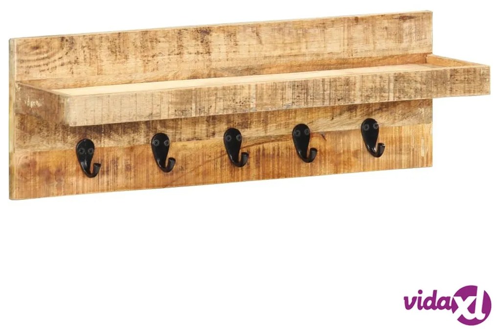vidaXL Appendiabiti a Muro 60x15x20 cm Legno Massello di Mango Grezzo