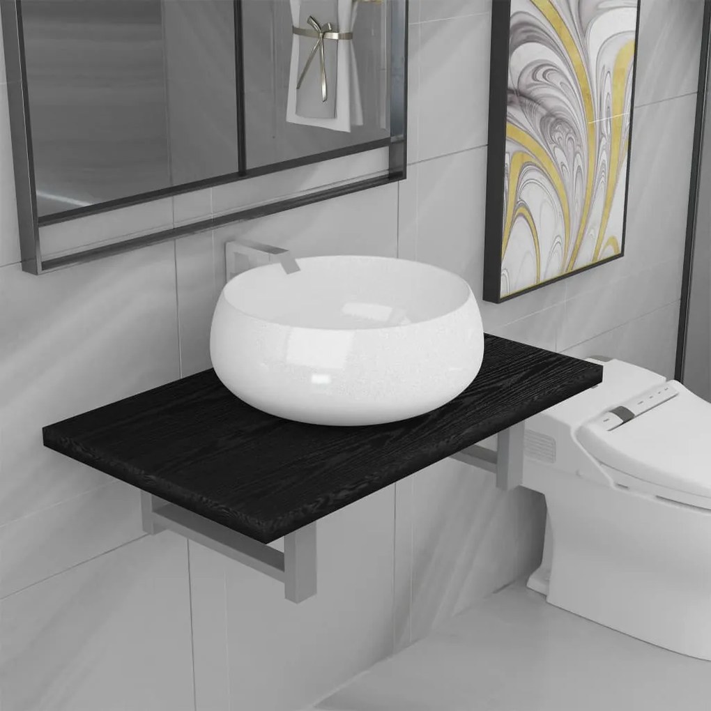 Set Mobili Da Bagno 2 Pz Ceramica Nero /