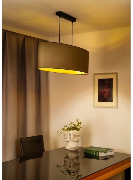 Duolla - Lampadario a sospensione con filo OVAL VEGAN 2xE27/15W/230V beige