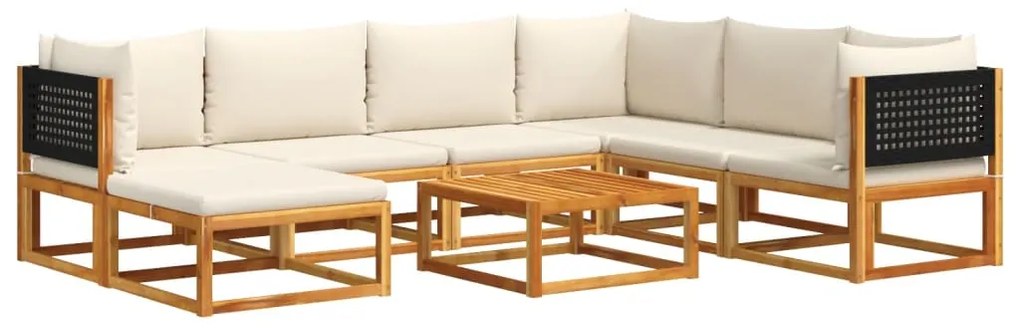 Set divano da giardino 8pz con cuscini legno massello di acacia