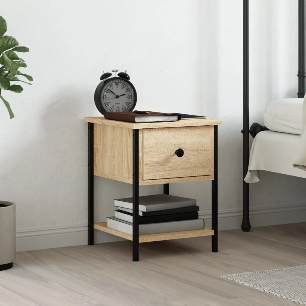 Comodino Rovere Sonoma 34x35,5x45 Cm İn Legno Multistrato /