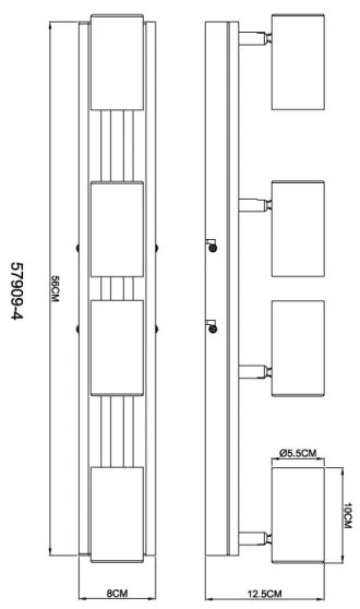 Globo 57909-4 - Faretto KAYDEN 4xGU10/25W/230V nero