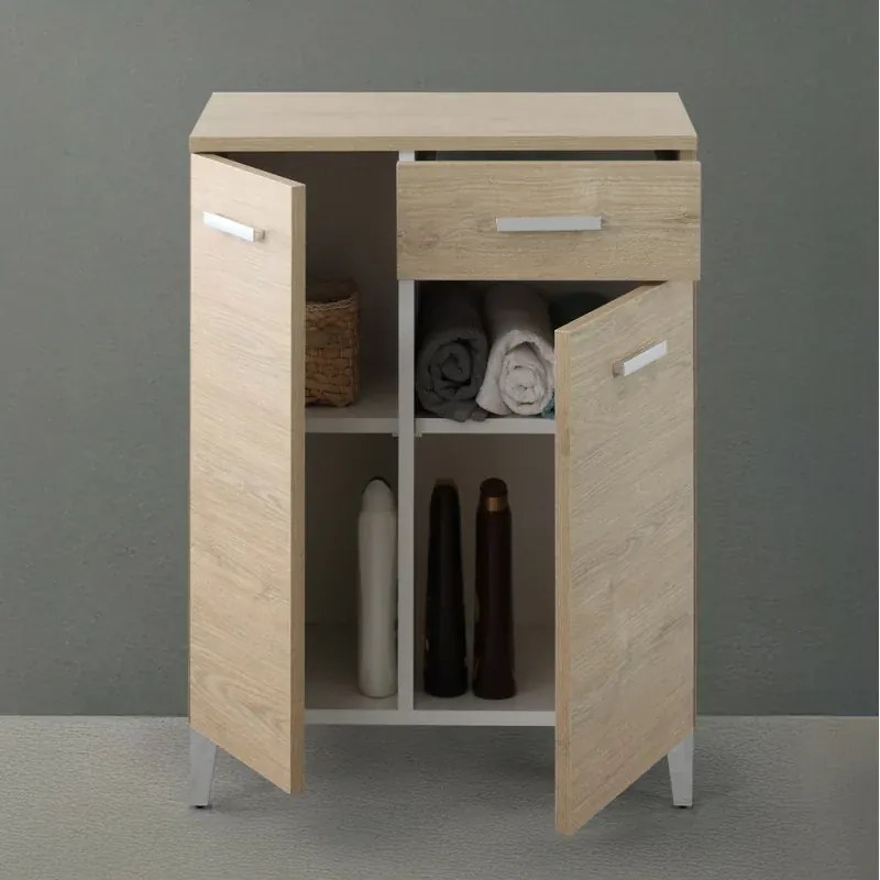 Base multiuso 60x34 cm rovere dolomite con 2 ante e cassetto scorrevole Desya