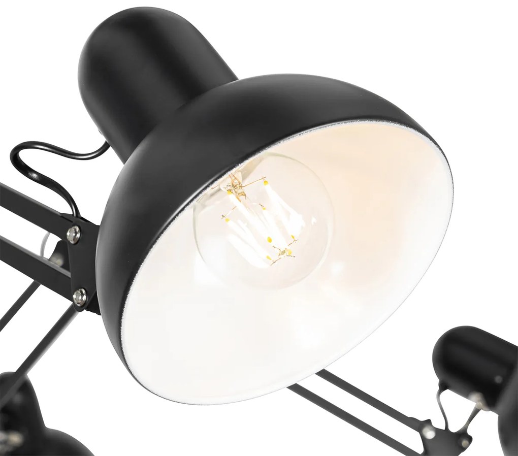 Lampada a sospensione industriale nera a 6 luci regolabile - Hobby Spinne