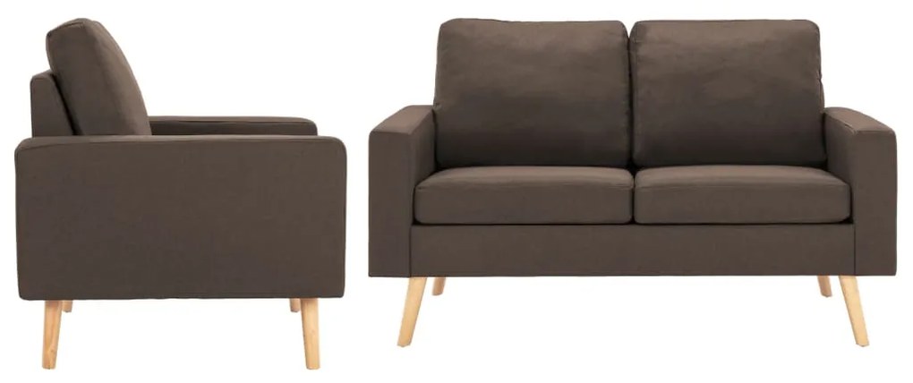 Set Divani 2 Pz İn Tessuto Marrone /