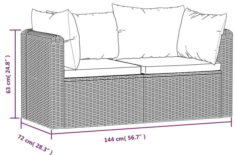 Set divani da giardino 2 pz con cuscini in polyrattan nero