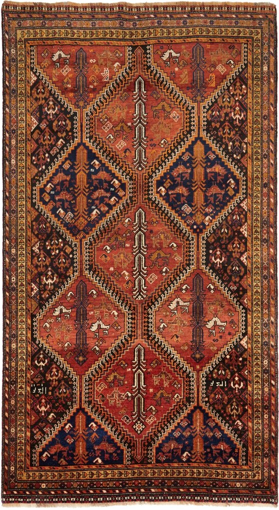 Shiraz Tappeto persiano 280x150 Rosso (Iran) Annodato A Mano