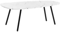 Tavolino moderno effetto marmo gambe in metallo bianco e nero 110 x 60 cm soggiorno