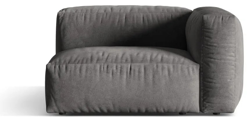 Parte divano componibile grigio (con penisola a destra) con rivestimento in velluto Martina – Micadoni