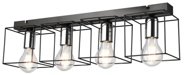 Plafoniera MIKA 4xE27/60W/230V 61 cm nero/cromo