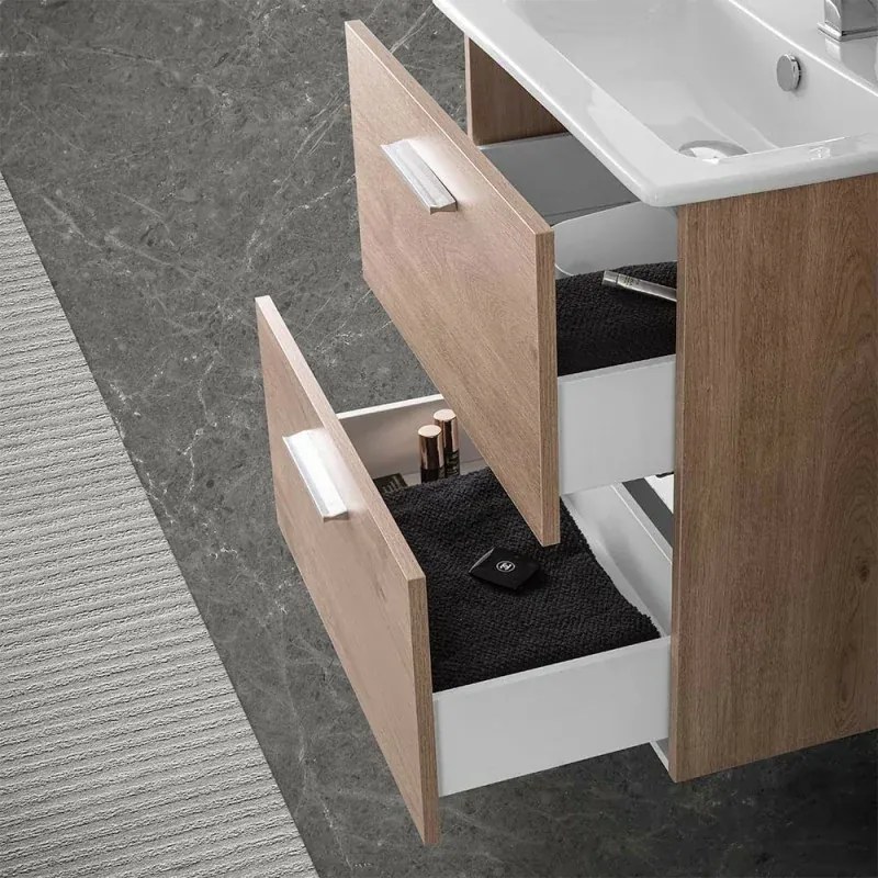 Mobile bagno sospeso 60 rovere africa con lavabo e specchio Miami